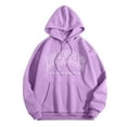 thumbnail image 2 of Wangmeiwg Women's Sweatshirts Women's Hoodies & Sweatshirts Casual Fashion Letter Print Hoodie Graphic Drawstring Pullover Preppy Sweatshirt for Everyday Wear Purple S, 2 of 3