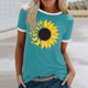 thumbnail image 2 of Gibobby Casual Playera de Manga Corta para Mujer Blusa informal con cuello redondo para mujer, camiseta manga corta con estampado girasoles en color, camiseta vacac(Azul,M), 2 of 4