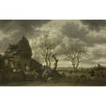 thumbnail image 2 of Salomon Rombouts 14x11 Gold Ornate Wood Frame and Double Matted Museum Art Print Titled - Winter Scene (1660 - 1702), 2 of 4
