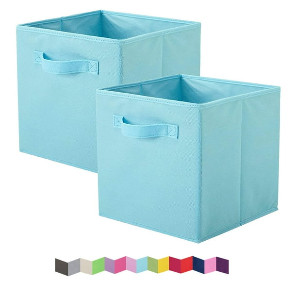 PinkSheep Foldable Fabric Storage Cube Bins, 11" Cube Organizer Basket Bin, 2 Pack