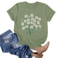 thumbnail image 5 of Jienlioq Hauts de Sortie pour Femmes T-shirt Imprimé Col Rond Manches Courtes Vert Armée P, 5 of 5