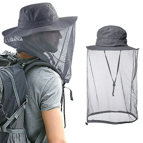 HOMEYA Mosquito Head Net Hat with Hidden Mesh, Anti Bug Sun Hat Bucket Hat with UPF 50  Protection, Fishing Hat for Hiking, Backpacking, Camping Men & Women