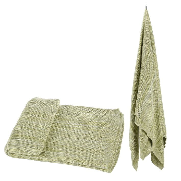 Lime Green Classical Style Fine Striped Rectangular Throw Blanket 50" x