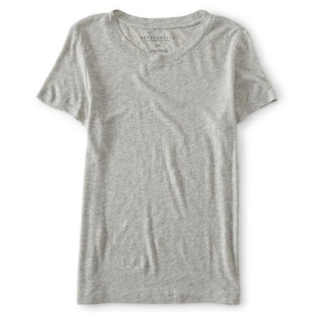 Aeropostale Camiseta básica sólida para mujer, gris, extragrande Aeropostale Camiseta básica