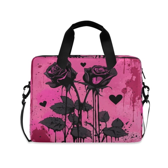 16inch Laptop Briefcase, Business Laptop Bag with Detachable Strap & Padded Compartment, Water-Resistant Polyester,Roses
