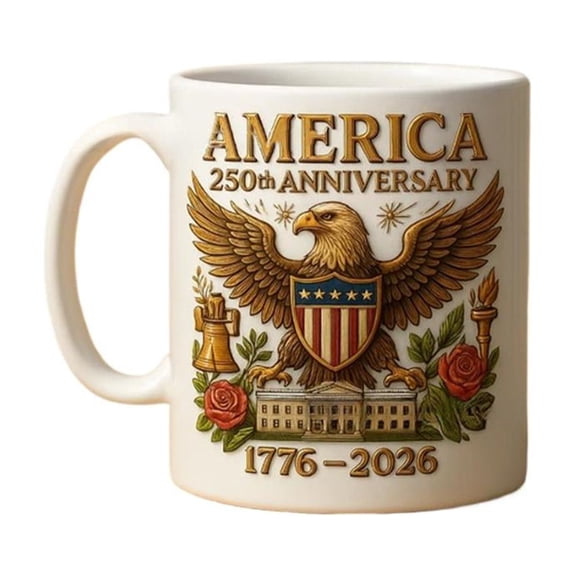 250th Anniversary Commemorative Ceramic Coffee Mug 11oz Patriotic Celebration Cup for Home Office Gift