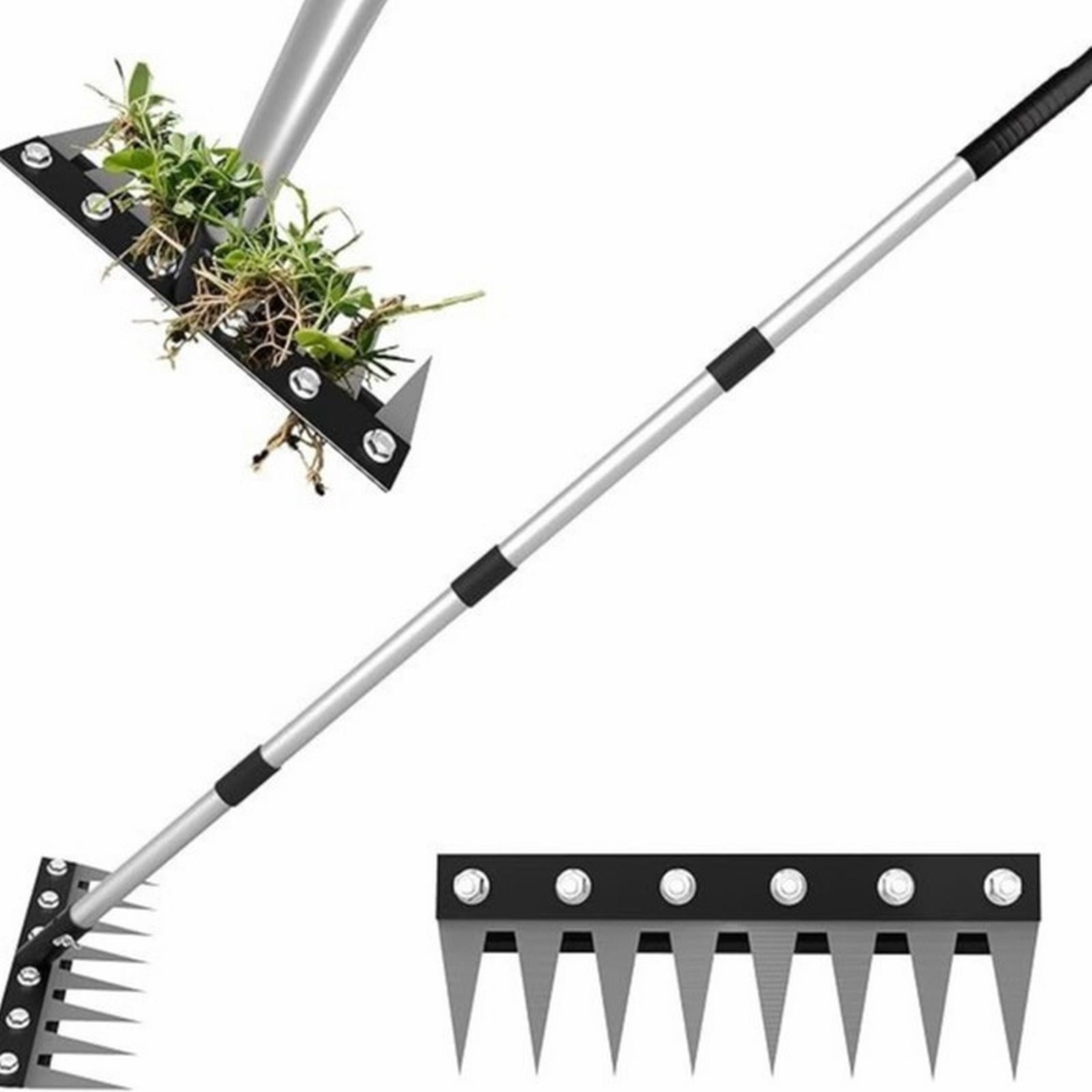 8-Tine Adjustable Garden Hand Rake, Heavy Duty Weeding Cultivator, Soil Loosening Hand Rake for Vegetable Garden, Flower Bed, Yard Work, Gardening Hand Tool, By TINGXIN