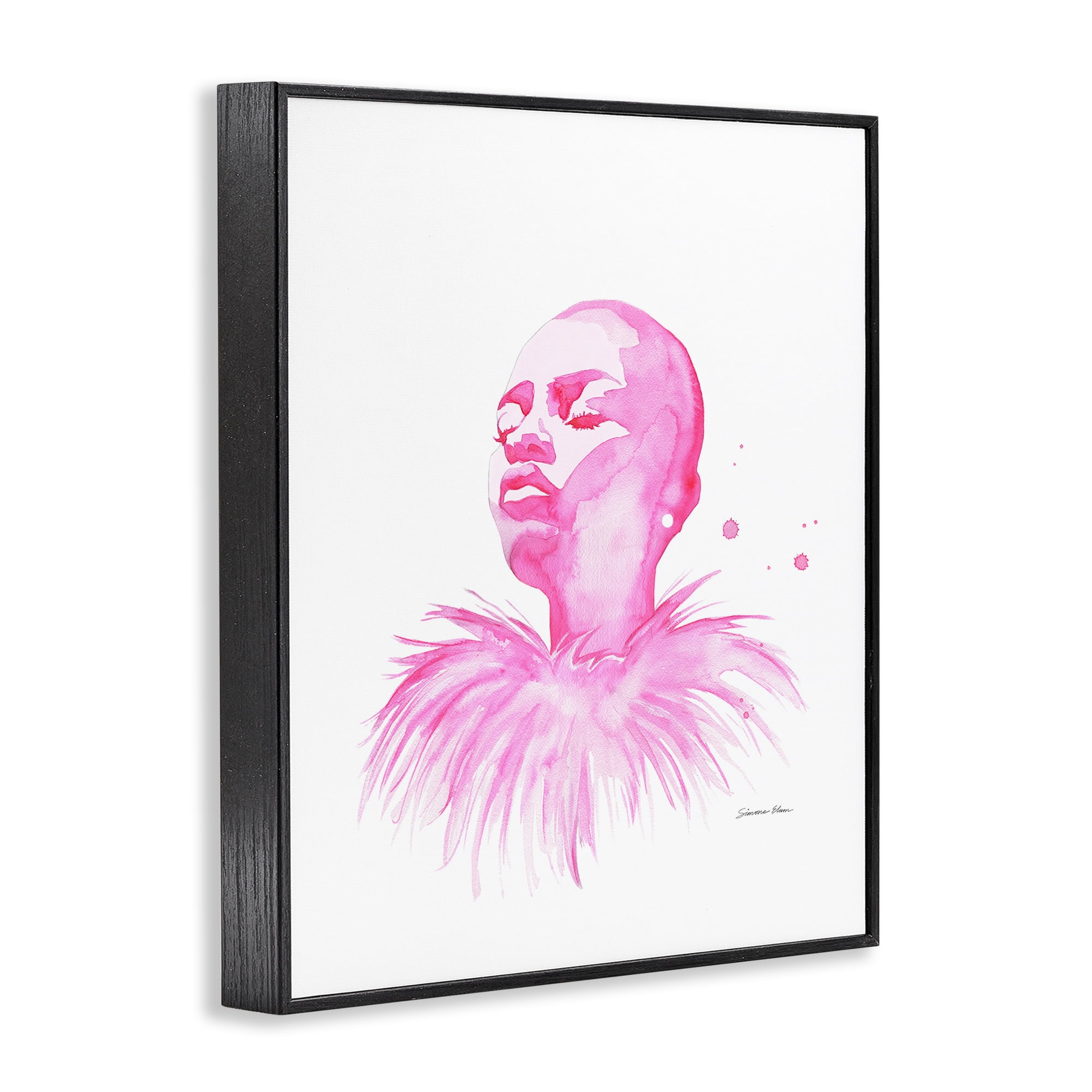 Stupell Industries In A Pink Mood Portrait Black Framed Giclee Art, design by Simone Elum