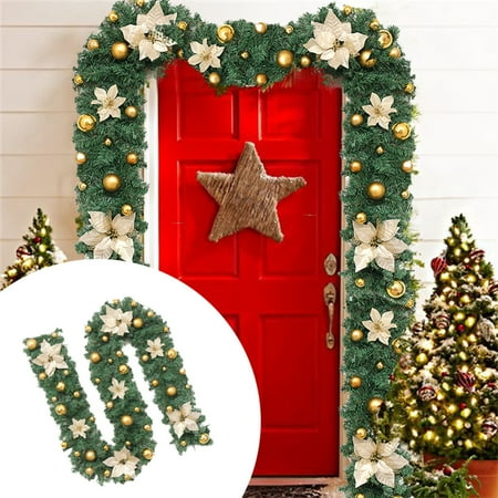 

Simulation Flowers Christmas Stairs Decoration Rattan Flowers Rattan Christmas Tree Festival Decorations Gold Red Garland Door Decoration