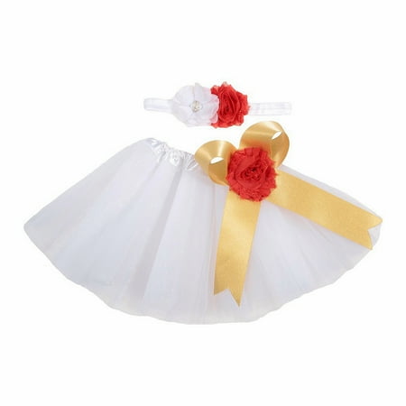

Pudcoco Baby Fluffy Camouflage/Plain Skirt Elastic Waist Tutu Skirt with Bow Hairband