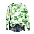 thumbnail image 6 of LEKWK St Patricks Day Shirt Green Glitter Heart Graphic Crew Neck Long Sleeve Sweatshirts Clover Shamrock Print Festival Pullover, 6 of 7