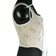 thumbnail image 3 of DJskiyers Women Vintage Floral Corsets Renaissance Boned Bustier Corset Top Lace up Overbust Bodysuit Embroidery Tight Vest Drawstring Tank Top, 3 of 9