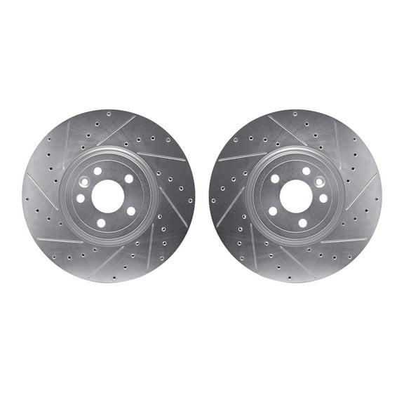 Dynamic Friction Company Front Brake Rotors-Drilled and Slotted-Silver 7002-20003