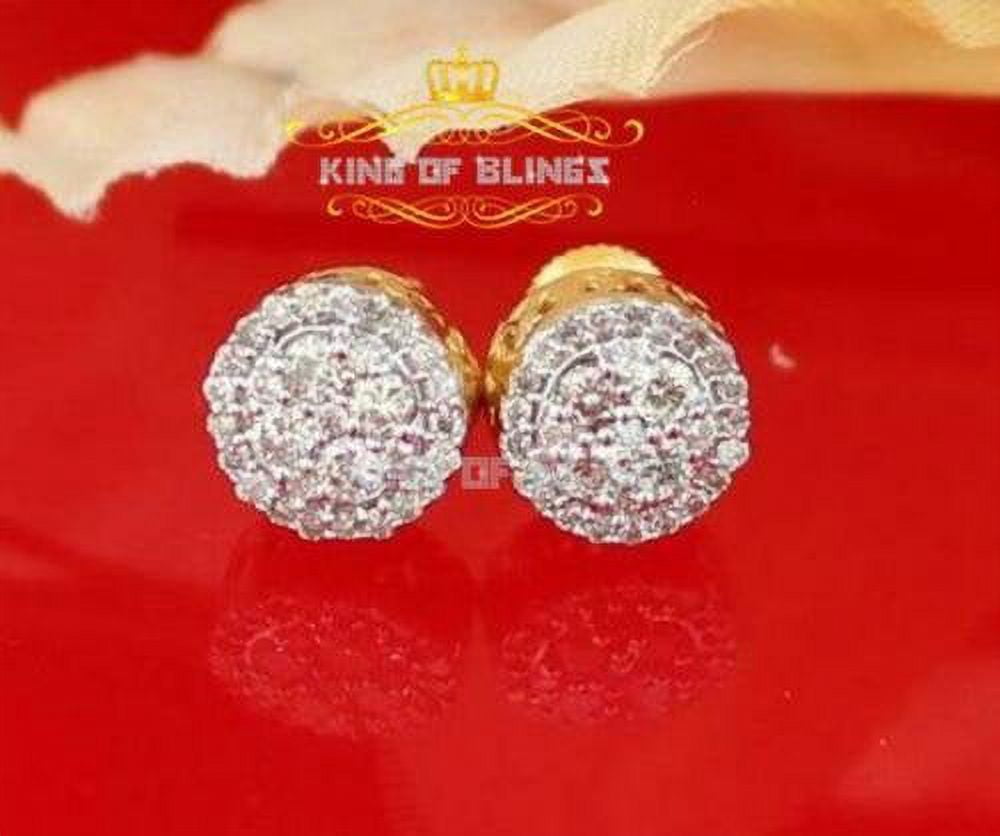King of Bling's 10K Real Yellow Gold Real Diamond 0.50CT Men's/Women's Stud Round Earrings