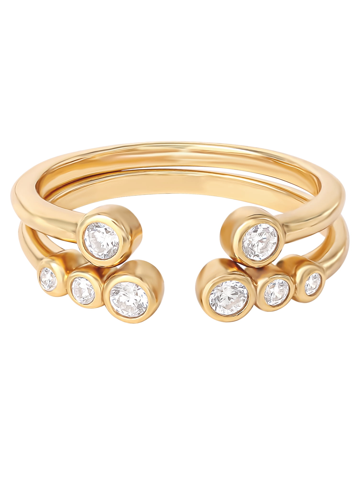 JS Jessica Simpson Women's CZ Ring Set, Gold Plated Sterling Silver, 2pcs