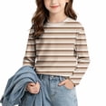 thumbnail image 2 of Jalioing Long Sleeve Striped T Shirt for Girls Fashion Cute Crew Neck Tee Shirt Spring Fall Casual Basic Tops 3-14 Years, 2 of 9