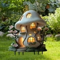 thumbnail image 6 of Mushroom House Garden Statue Outdoor, Solar Light Mushroom House Garden Figurines for Lawn, Balcony, Yard Decoration, Outdoor Garden Decoration Mothers Day Gifts, 6 of 9