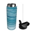 thumbnail image 2 of Yiaed Teal Turquoise Fluid Stripes Print Water Bottle with Straw Lid, Stainless Steel Double Wall Insulated Water Bottle | Leak-Proof and Spill-Proof Water Bottle, 2 of 8