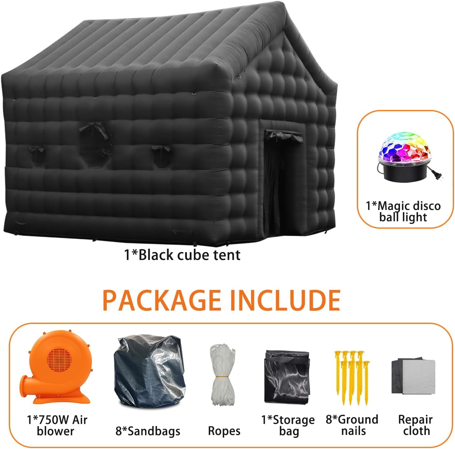SAYOK 18x15x15 Ft Inflatable DiscoTent Portable Backyard Party Cube Nightclub Tent with Disco Light for Wedding Family Celebration