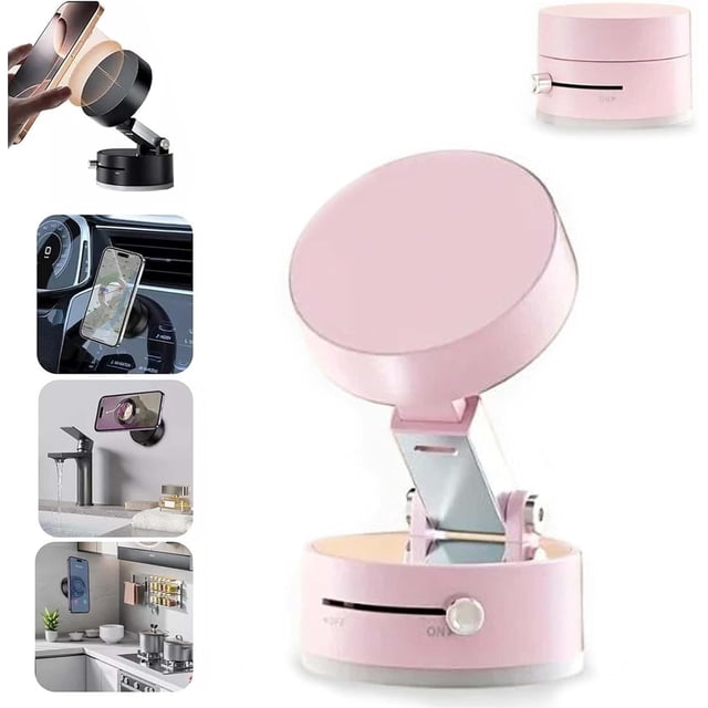 Support de Téléphone Netruna, Netruna Airgrip Pro, Support Magnétique à Aspiration pour Voiture, Support de Téléphone Réglable pour Tous les Téléphone Intelligent (Rose)