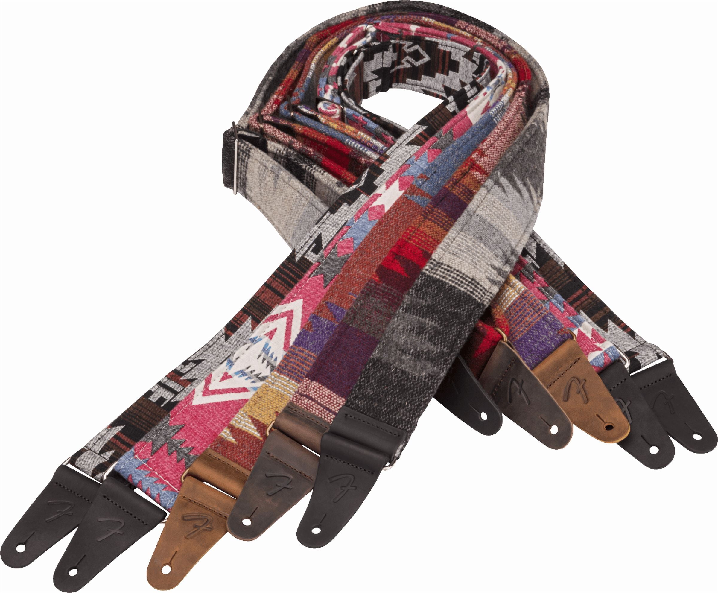 Fender Zion Polyester 2" Guitar Strap, Black Aztec