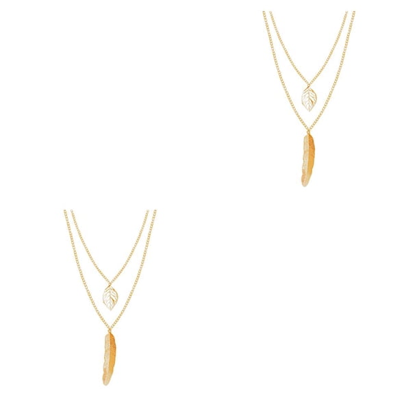 Collar en capas Sonducket Plumas Hoja Accesorio de moda Mujer Joyería Niñas Plata CBP198829