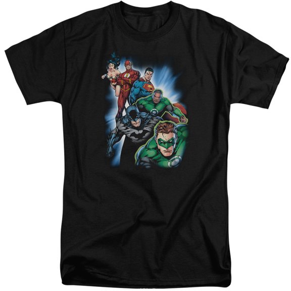 JLA Justice League Heroes Unite S/S Adult Tall Black