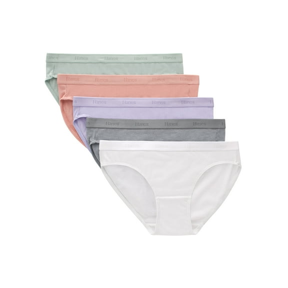 Hanes Originals Girls' SuperSoft Bikini Underwear, 5 Pack