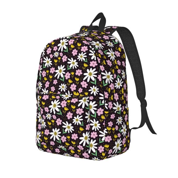 Rateoe Daisies Flowers Pattern Durable Canvas Backpack for Men & Women – Stylish & Lightweight – Adjustable Straps, Multiple Pockets – Fits 15-17 Inch LaptopsSmall