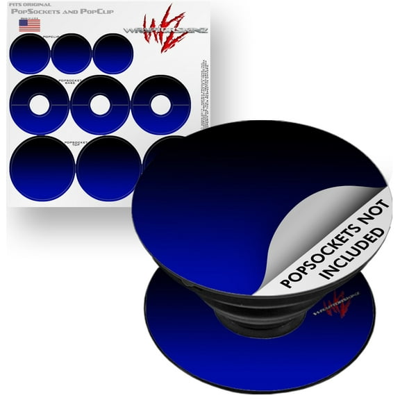Decal Style Vinyl Skin Wrap 3 Pack for PopSockets Smooth Fades Blue Black (POPSOCKET NOT INCLUDED) by WraptorSkinz