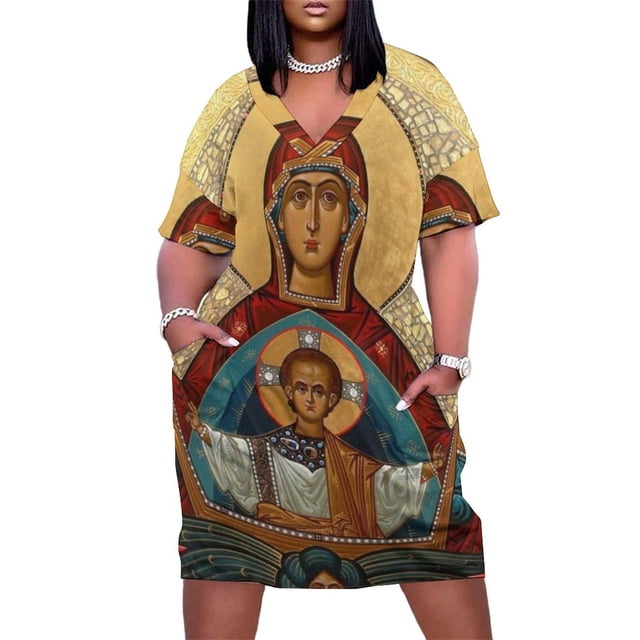 Vestido de bolsillo suelto de Nuestra Señora Jesús, vestido largo para mujer, vestidos elegantes y bonitos para mujer