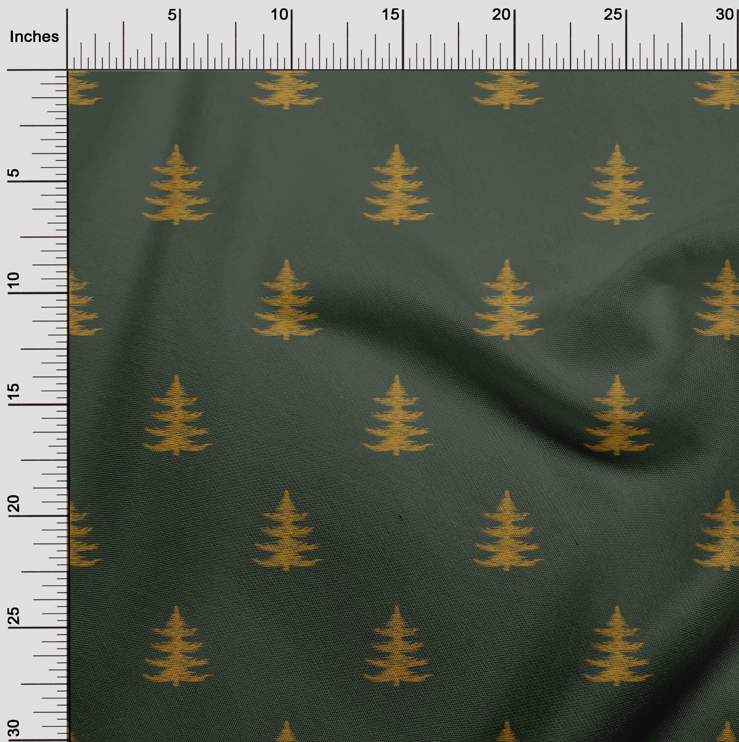oneOone Georgette Viscose Fabric Christmas Tree Ikat Printed Fabric 1 Yard 42 Inch Wide