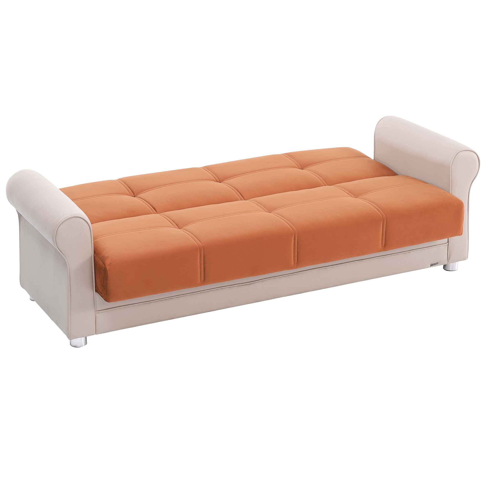 Ottomanson Paradise Sofa Bed with Storage 74", Orange Microfiber