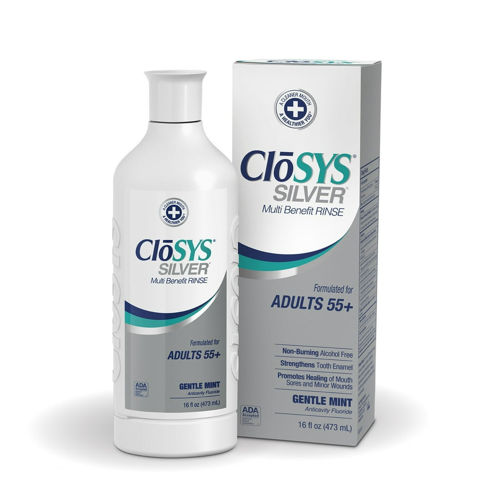 CloSYS Silver Fluoride Antimicrobial Mouthwash, 16 Ounce, Gentle Mint