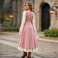 thumbnail image 4 of KLHDSF Women's's Medieval Renaissance Costume Cosplay Over Dress | 2 Pics Set,Long Flare Sleeve,Renaissance faire,Cosplay, Halloween Pink L, 4 of 6