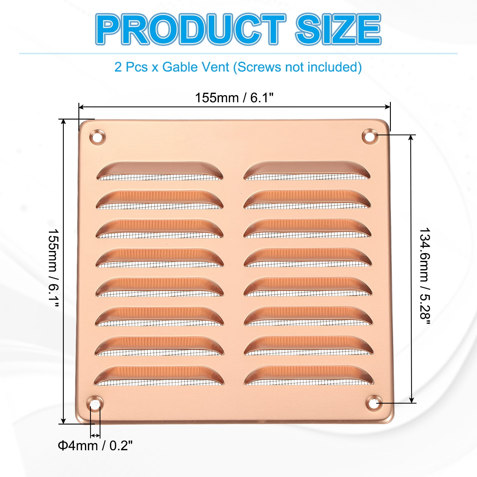 Uxcell Aluminum Vent Cover, Screen Air Grille Ventilation Cover HVAC Louvered Grill for Home Kitchen Fireplace Brown