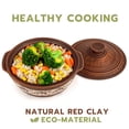 thumbnail image 3 of STPgoods Handmade Red Clay Stoneware Baking Pot for Cooking with Lid Engobe Décor 3.2 Qt (3 L) Clay Baking Pan, 3 of 7