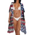 thumbnail image 3 of HELLHERO American Flag Design Bikini Cover Up High Quality Fabrics Fashion Free Size Long Kimono Swimsuit Cover Up for Women, 3 of 6