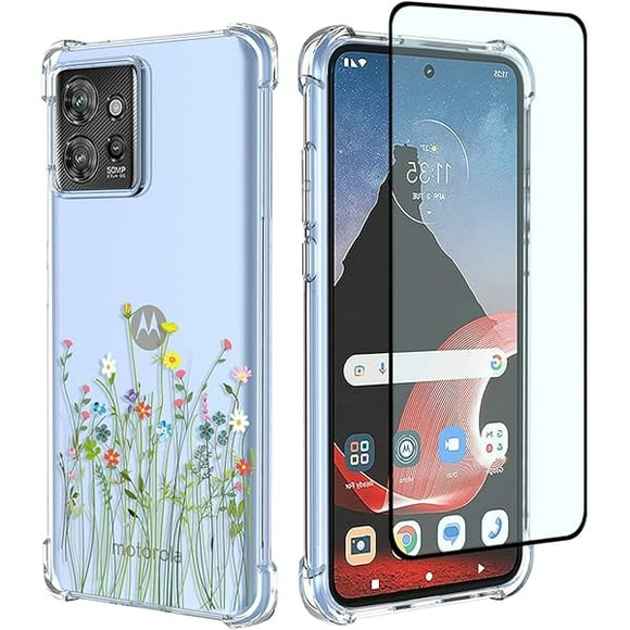 wonima11 Phone Case for Motorola ThinkPhone Case, Moto ThinkPhone Case with Screen Protector, Clear Case with Flower Garden Patterns Protective Phone Cover for Motorola ThinkPhone Flower Bouquet