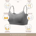thumbnail image 6 of Coobie Seamless V-Neck Lace Trim Bra 9042, Everyday Bra for Women,Med Grey,Full Size, 6 of 6