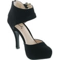 thumbnail image 7 of Qupid Trench-244 Women's round toe high heel zip closure buckle ankle straps Nubuck shoes, 7 of 7