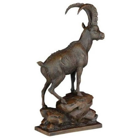 Sculpture Statue MOUNTAIN Rustic Climbing Ibex Goat Resin New Hand-Cast D OK-257