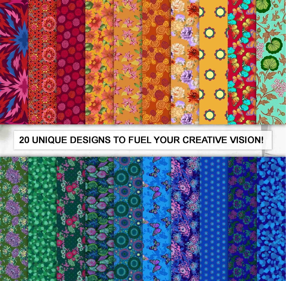 Soimoi 40 Pcs Cotton Fabric Squares Bundles Charm Packs for Quilting, Fat Quarter Layer Cakes, Fabric Scraps for Crafts,Precuts Quilt Squares 10 x 10 inches, DIY Fabric Bundle - Flora Mosaic