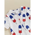 thumbnail image 5 of Jaweiwi 0-18M  Baby Jumpsuit, Short Sleeve Crew Neck Popsicle Print Zipped Summer Romper Clothes for Independence Day, 5 of 9