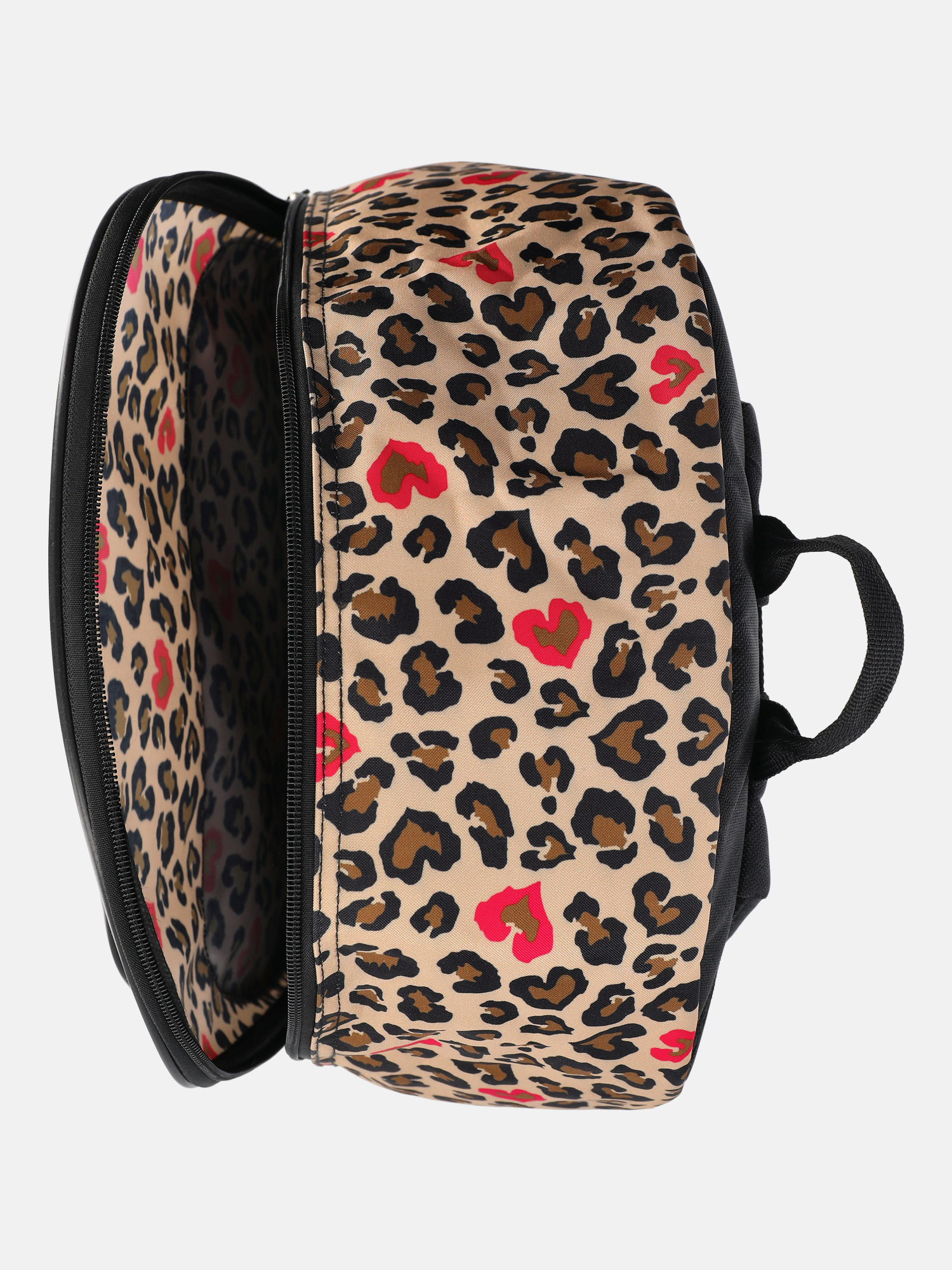 Mochila y lonchera para niña Wonder Nation de 17" con estampado de leopardo, negra 4
