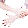 thumbnail image 2 of TRUBKH Compression Gloves Long Gloves Women Formal Fishnet Gloves Fingerless Gloves Half Finger Gloves for Women Long Fingerless Gloves One Size White One Size, 2 of 8
