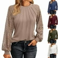 thumbnail image 2 of Womens Lace Long Sleeve Tops Fall Dressy Casual Blouses Business Work Shirts Fashion Clothe Trendy Outfits, 2 of 11