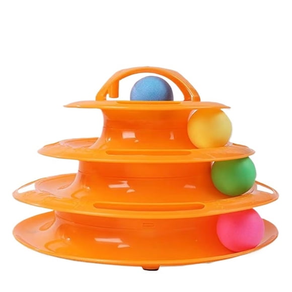 Juguetes interactivos for gatos de interior, rodillo divertido, torre for gatos de 4 niveles con bonitas pegatinas, plataforma giratoria, juguete rompecabezas con bola for gatitos