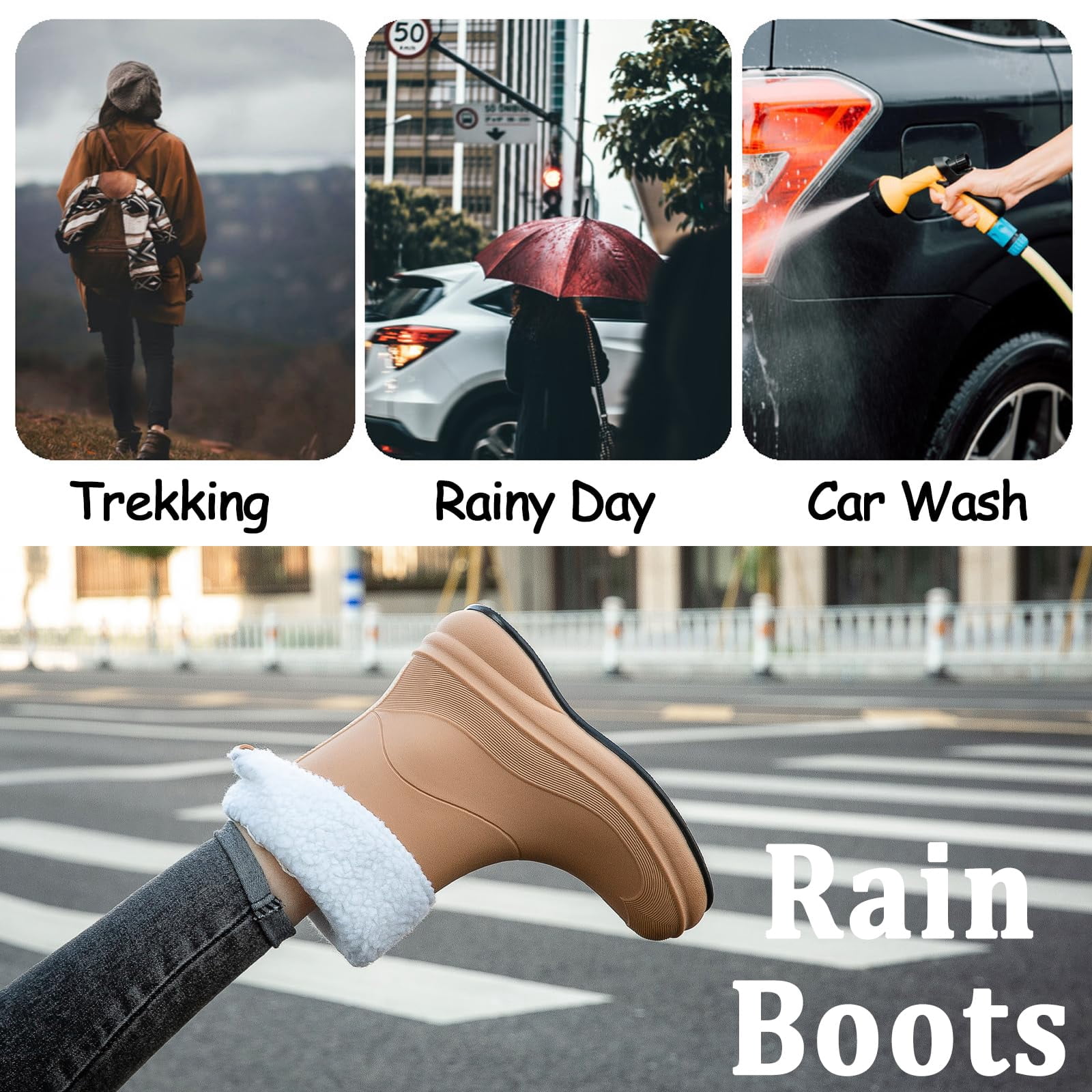 AUXDIQ Rain Shoes Women Men Mid-calf Boots Waterproof Rain Boots Outdoor Garden Shoes