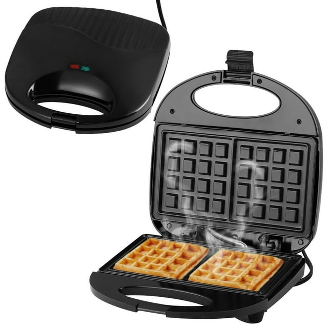 Waffle Maker with Nonstick Plate, 750W No-drip Waffle Maker, Portable Waffle Iron with Anti-scald Handle, Waffle Press, Breakfast Machine with Indicator Lights, Easy to Clean